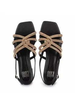 BIBI LOU | SANDALETTEN CALLIE STRASS GOLD SCHWARZ New