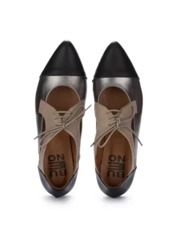 DERNA BUENO | FLACHE SCHUHE SPITZE SCHWARZ SILBER TAUPE Best