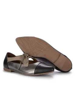 DERNA BUENO | FLACHE SCHUHE SPITZE SCHWARZ SILBER TAUPE Best