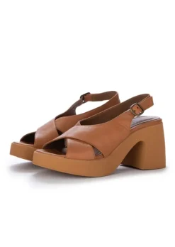 BUENO | SANDALEN MIT ABSATZ LEDER BRAUN Outlet