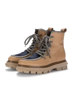 CATERINA C | STIEFELETTEN LEDER PONYHAAR BRAUN BLAU Fashion
