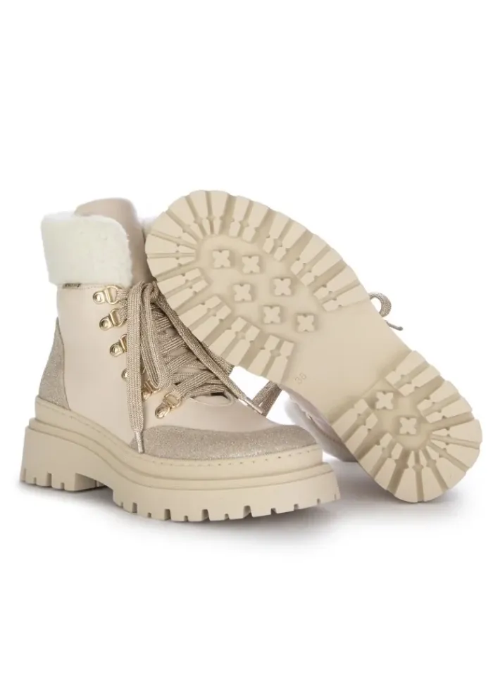 ELENA | SCHNÜRSTIEFELETTEN SAUVAGE GREIGE ROSA/BEIGE New