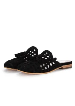 HADEL | MULES NETZ SUEDE SCHWARZ Outlet