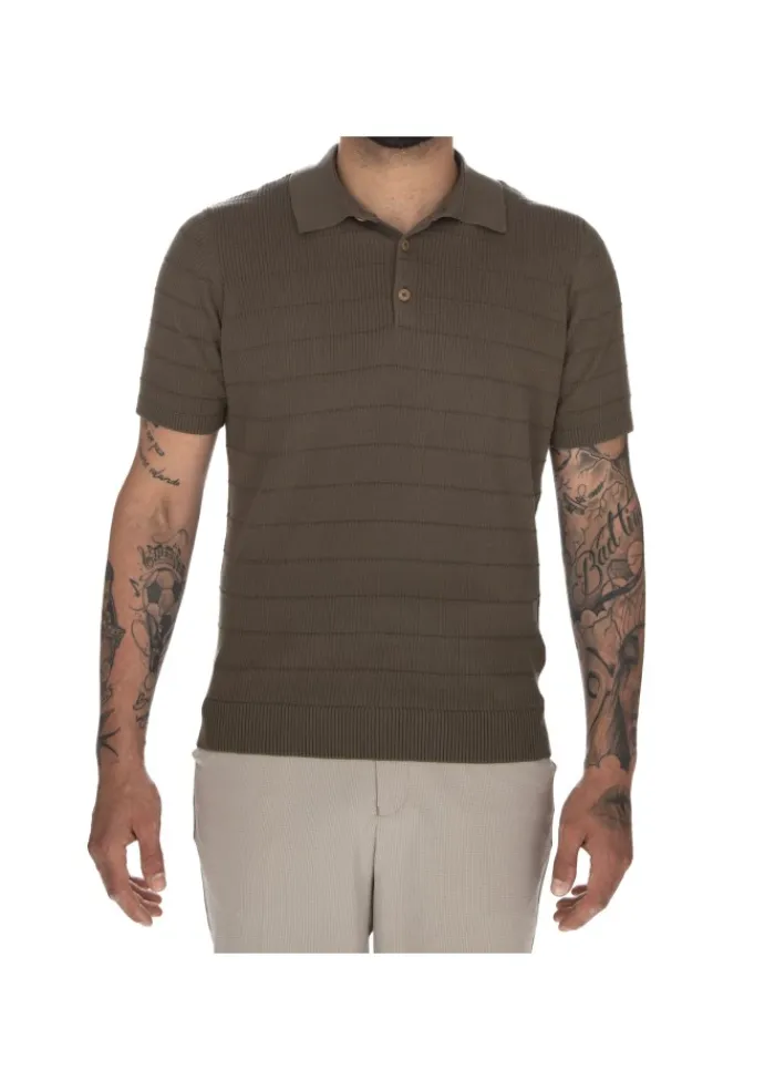 HERITAGE | POLOSHIRT HORIZONTALE RIPPSTRUKTUR BRAUN Hot