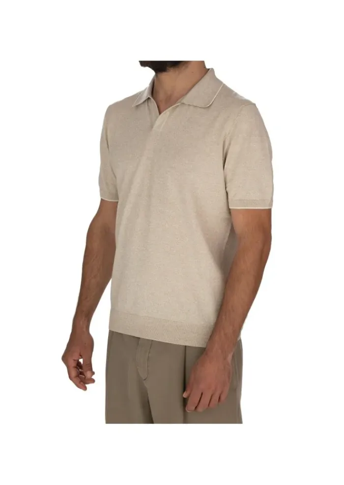 HERITAGE | POLOSHIRT KONTRASTIERENDEN PASPELN BEIGE New