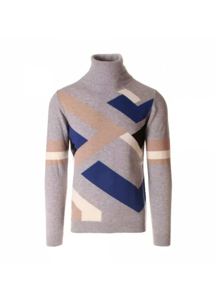 DANIELE FIESOLI HERRENPULLOVER ROLLKRAGEN | DF 5061 BLAU GRAU Outlet