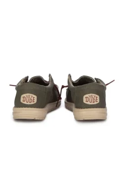 HEY DUDE SHOES HEY DUDE | FLACHE SCHUHE WALLY WAXED CANVAS GRÜN New