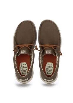 HEY DUDE SHOES HEY DUDE | FLACHE SCHUHE WALLY WAXED CANVAS BRAUN Outlet
