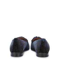 IL BORGO FIRENZE | FLACHE SCHUHE LETIZIA SAMT BLAU BRAUN New