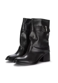 JUICE | STIEFELETTEN MIT ABSATZ LEDER SCHNALLE SCHWARZ Sale