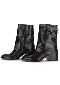 JUICE | STIEFELETTEN MIT ABSATZ LEDER SCHNALLE SCHWARZ Sale