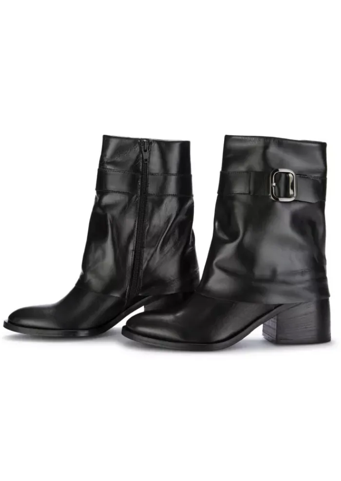 JUICE | STIEFELETTEN MIT ABSATZ LEDER SCHNALLE SCHWARZ Sale