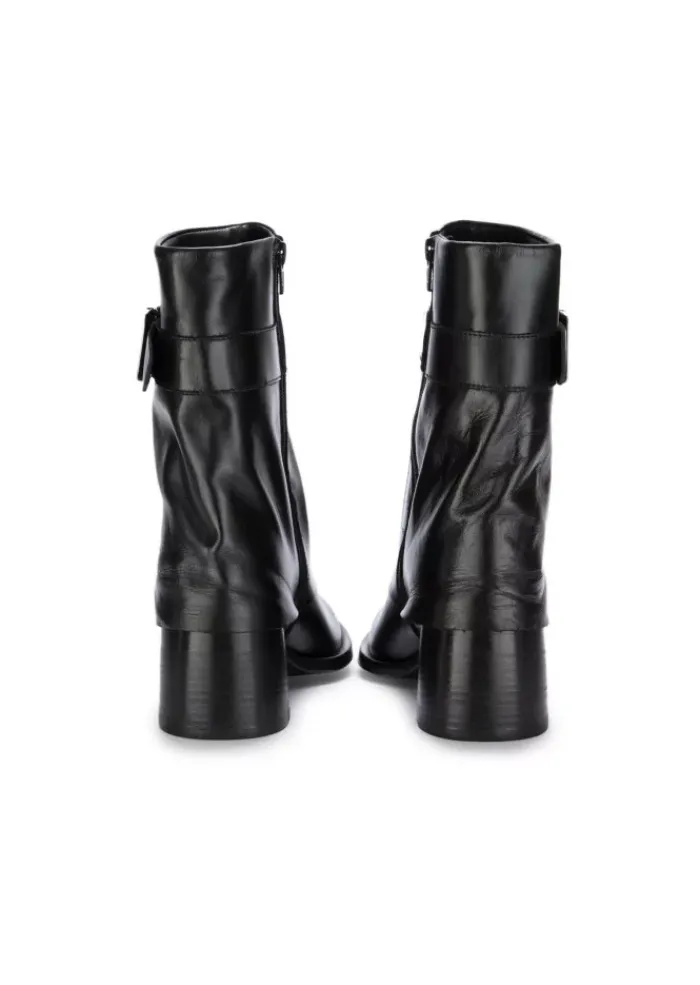 JUICE | STIEFELETTEN MIT ABSATZ LEDER SCHNALLE SCHWARZ Sale