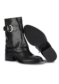 JUICE | STIEFELETTEN MIT ABSATZ LEDER SCHNALLE SCHWARZ Sale