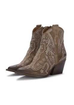 JUICE | WESTERN STIEFELETTEN WILDLEDER STRASS BRAUN Sale