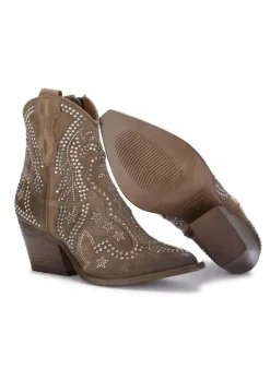 JUICE | WESTERN STIEFELETTEN WILDLEDER STRASS BRAUN Sale