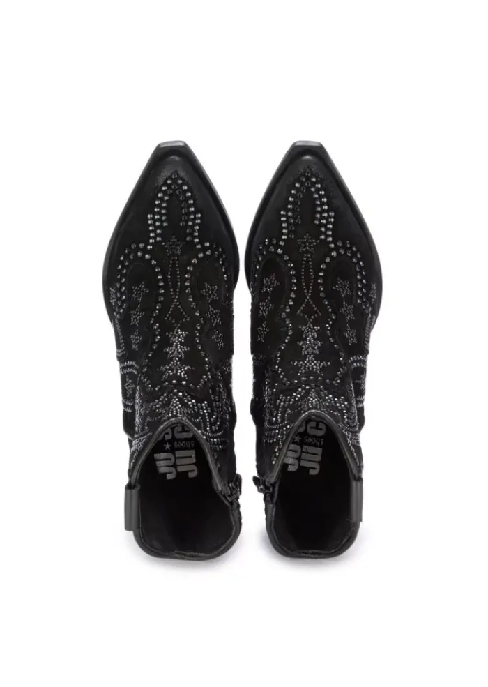 JUICE | WESTERN STIEFELETTEN WILDLEDER STRASS SCHWARZ Sale