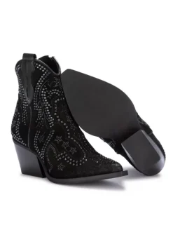 JUICE | WESTERN STIEFELETTEN WILDLEDER STRASS SCHWARZ Sale