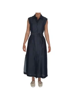 KARTIKA | KLEID DENIM SEITLICHEN SCHLITZEN BLAU Outlet