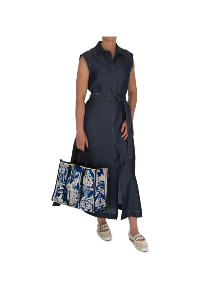 KARTIKA | KLEID DENIM SEITLICHEN SCHLITZEN BLAU Outlet