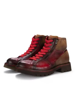 LORENZI | SCHNÜRSTIEFELETTEN SAFARI ROT BRAUN Discount