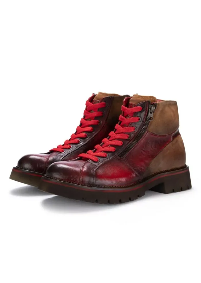 LORENZI | SCHNÜRSTIEFELETTEN SAFARI ROT BRAUN Discount