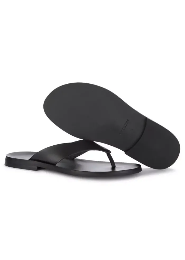 MANOVIA 52 | ZEHENSANDALEN LEDER SCHWARZ Outlet