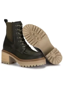 MJUS | ABSATZ STIEFELETTEN WILDLEDER DUNKELGRÜN Discount