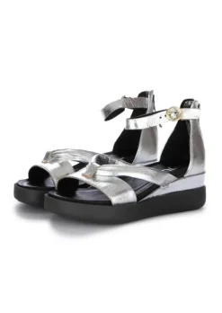 MJUS | SANDALEN LEDER REISSVERSCHLUSS SILBER Hot