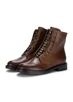 MJUS | SCHNÜRSTIEFELETTEN ZIP LEDER BRAUN Clearance