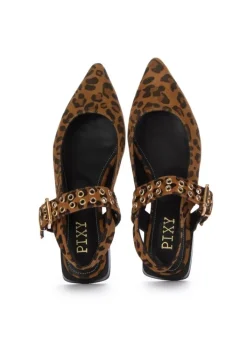 PIXY | SLINGBACK BALLERINAS TAN LEOPARD BRAUN SCHWARZ Fashion