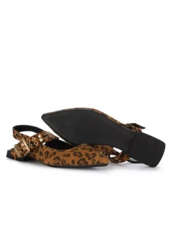 PIXY | SLINGBACK BALLERINAS TAN LEOPARD BRAUN SCHWARZ Fashion