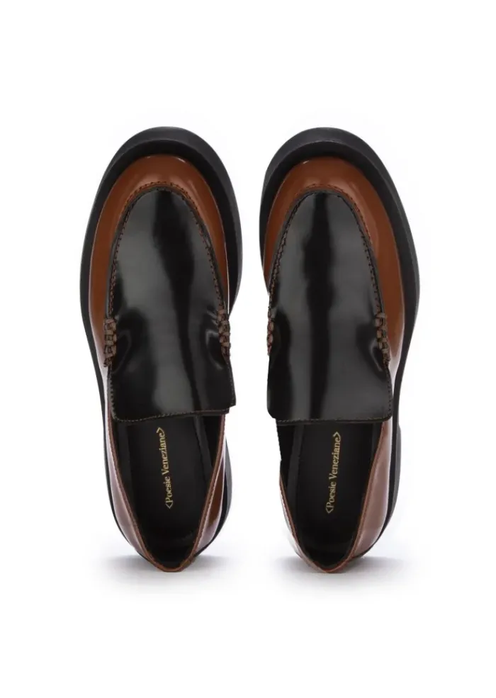 POEVE POESIE VENEZIANE | LOAFER DICKE SOHLE ABRASIVATO BRAUN SCHWARZ New