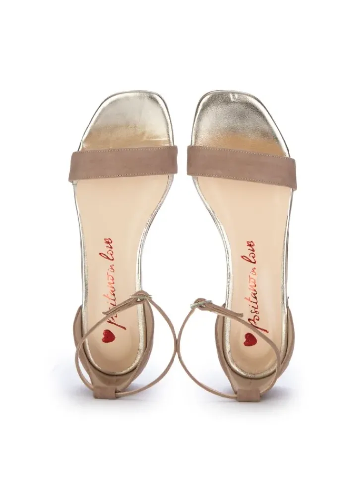 POSITANO IN LOVE | SANDALEN CAMOSCIO LAMINATO BEIGE New