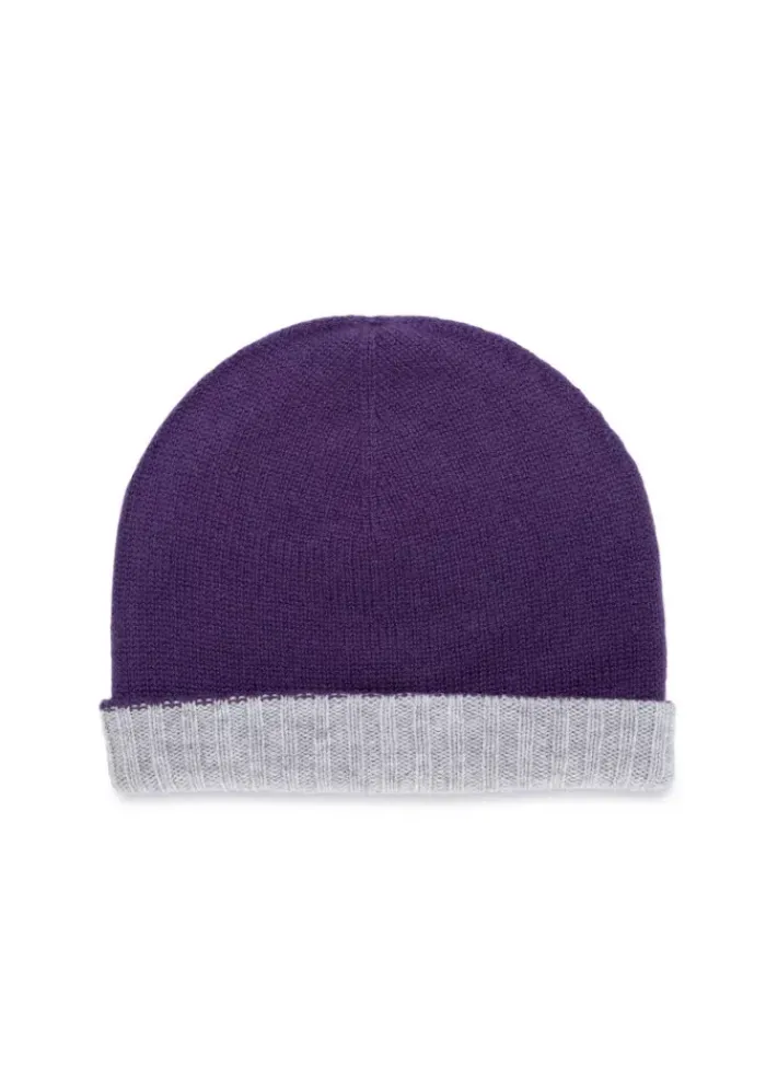 RIVIERA CASHMERE | MÜTZE DOUBLEFACE VIOLETT GRAU Best