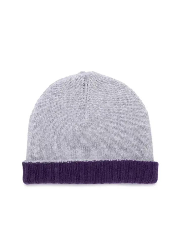 RIVIERA CASHMERE | MÜTZE DOUBLEFACE VIOLETT GRAU Best