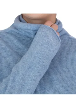 DERNA RIVIERA CASHMERE | PULLOVER MIT HOHEM KRAGEN HIMMELBLAU Sale