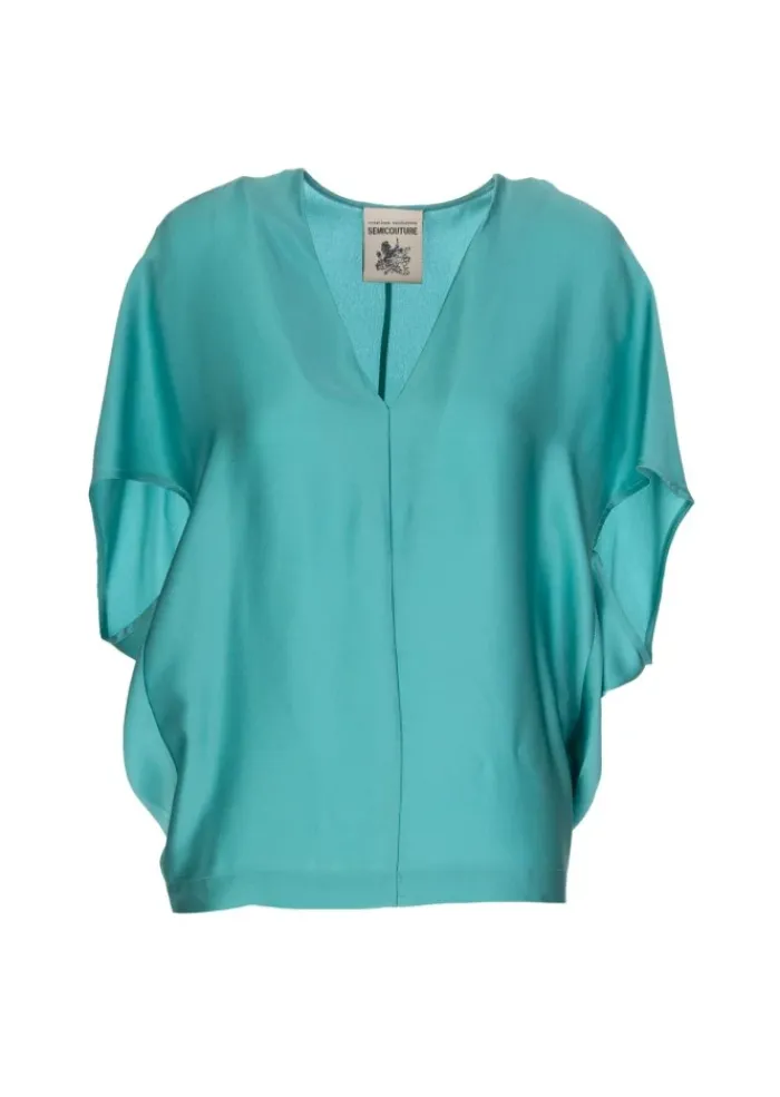 SEMICOUTURE | BLUSE V-AUSSCHNITT MEERWASSER Clearance