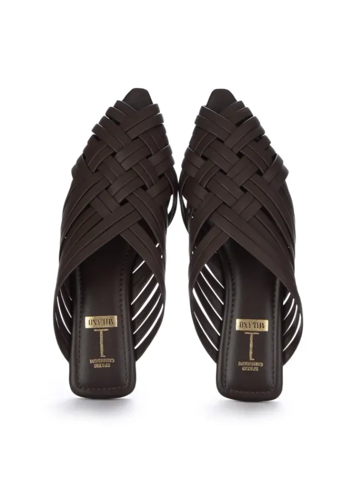 SPAZIO CORRIDONI 1 MILANO | SANDALEN GEFLOCHTENES LEDER DUNKELBRAUN Outlet