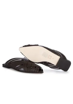 SPAZIO CORRIDONI 1 MILANO | SANDALEN GEFLOCHTENES LEDER DUNKELBRAUN Outlet