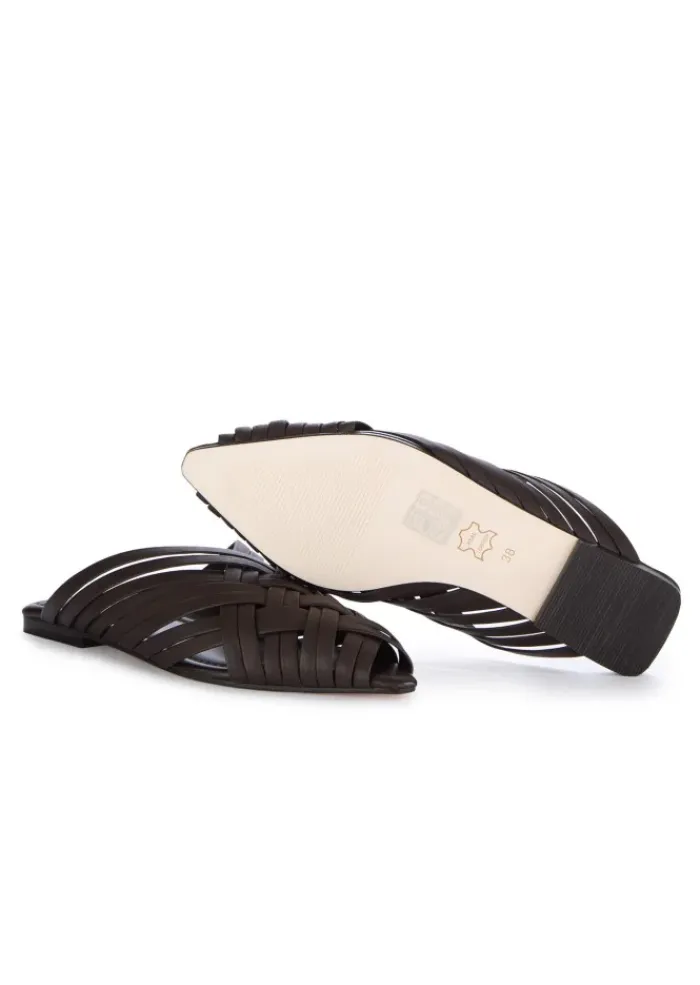 SPAZIO CORRIDONI 1 MILANO | SANDALEN GEFLOCHTENES LEDER DUNKELBRAUN Outlet
