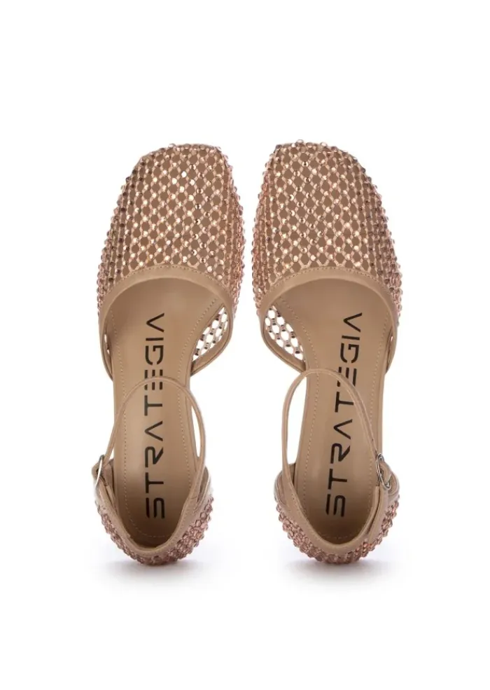 STRATEGIA | PUMPS SHINY ALL OVER STRASS BEIGE GOLD Clearance