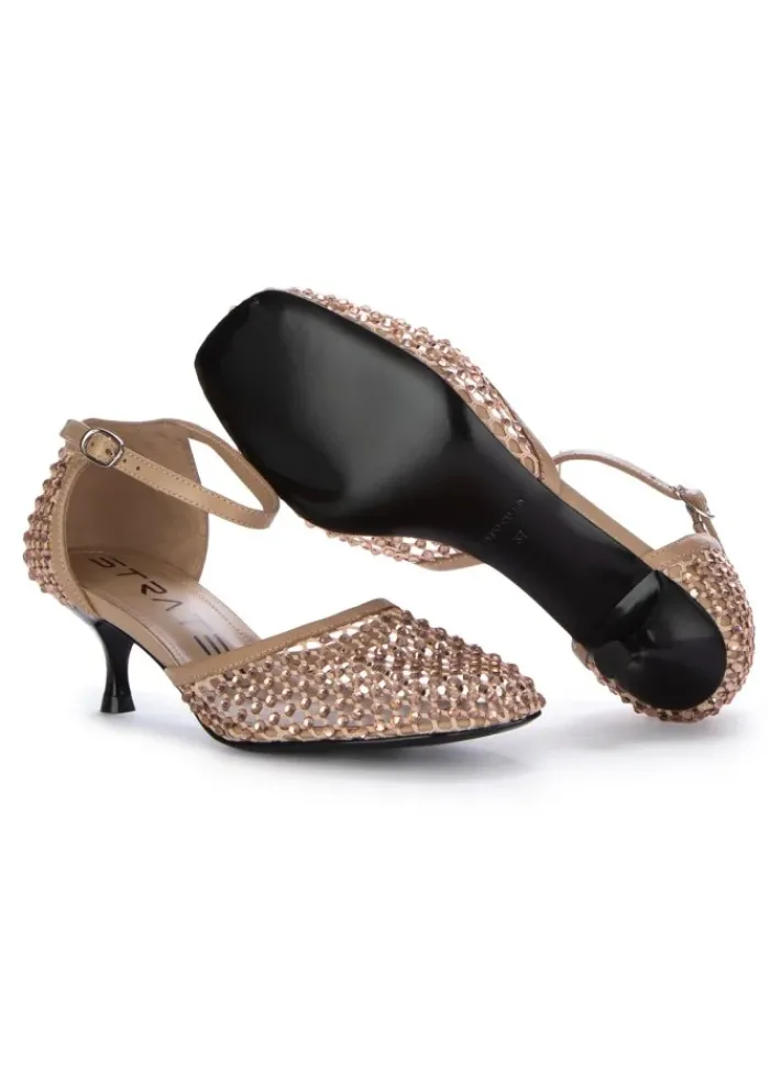 STRATEGIA | PUMPS SHINY ALL OVER STRASS BEIGE GOLD Clearance